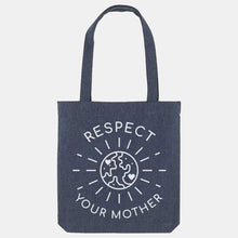 Load image into Gallery viewer, Respect Your Mother Woven Tote Bag, Vegan Gift-Vegan Apparel, Vegan Accessories, Vegan Gift, Vegan Tote Bag-Vegan Outfitters-Midnight-Vegan Outfitters