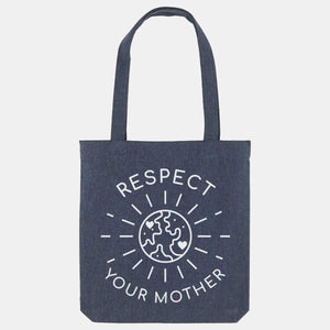 Respect Your Mother Woven Tote Bag, Vegan Gift-Vegan Apparel, Vegan Accessories, Vegan Gift, Vegan Tote Bag-Vegan Outfitters-Midnight-Vegan Outfitters