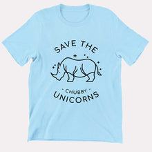 Load image into Gallery viewer, Save The Chubby Unicorn Kids T-Shirt (Unisex)-Vegan Apparel, Vegan Clothing, Vegan Kids Shirt, Mini Creator-Vegan Outfitters-3-4 Years-Pastel Blue-Vegan Outfitters