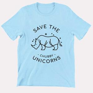 Save The Chubby Unicorn Kids T-Shirt (Unisex)-Vegan Apparel, Vegan Clothing, Vegan Kids Shirt, Mini Creator-Vegan Outfitters-3-4 Years-Pastel Blue-Vegan Outfitters