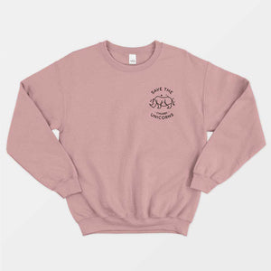 Save The Chubby Unicorns Corner Ethical Vegan Sweatshirt (Unisex)-Vegan Apparel, Vegan Clothing, Vegan Sweatshirt, JH030-Vegan Outfitters-X-Small-Dusty Pink-Vegan Outfitters