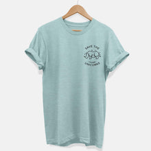 Laden Sie das Bild in den Galerie-Viewer, Save The Chubby Unicorns Corner Ethical Vegan T-Shirt (Unisex)-Vegan Apparel, Vegan Clothing, Vegan T Shirt, BC3001-Vegan Outfitters-X-Small-Dusty Blue-Vegan Outfitters