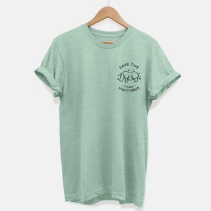 Save The Chubby Unicorns Corner Ethical Vegan T-Shirt (Unisex)-Vegan Apparel, Vegan Clothing, Vegan T Shirt, BC3001-Vegan Outfitters-X-Small-Mint-Vegan Outfitters