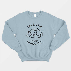 Save The Chubby Unicorns Ethical Vegan Sweatshirt (Unisex)-Vegan Apparel, Vegan Clothing, Vegan Sweatshirt, JH030-Vegan Outfitters-X-Small-Blue-Vegan Outfitters