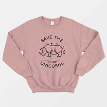 Laden Sie das Bild in den Galerie-Viewer, Save The Chubby Unicorns Ethical Vegan Sweatshirt (Unisex)-Vegan Apparel, Vegan Clothing, Vegan Sweatshirt, JH030-Vegan Outfitters-X-Small-Dusty Pink-Vegan Outfitters