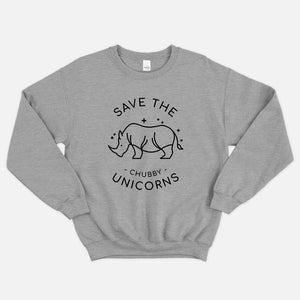 Save The Chubby Unicorns Ethical Vegan Sweatshirt (Unisex)-Vegan Apparel, Vegan Clothing, Vegan Sweatshirt, JH030-Vegan Outfitters-X-Small-Grey-Vegan Outfitters