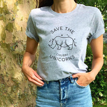 Charger l&#39;image dans la galerie, Save The Chubby Unicorns Ethical Vegan T-Shirt (Unisex)-Vegan Apparel, Vegan Clothing, Vegan T Shirt, BC3001-Vegan Outfitters-X-Small-Heather Grey-Vegan Outfitters