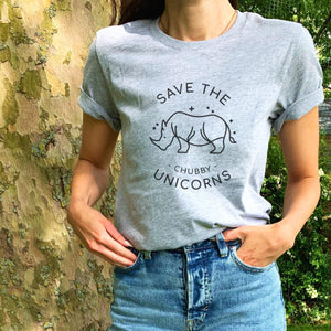 Save The Chubby Unicorns Ethical Vegan T-Shirt (Unisex)-Vegan Apparel, Vegan Clothing, Vegan T Shirt, BC3001-Vegan Outfitters-X-Small-Heather Grey-Vegan Outfitters