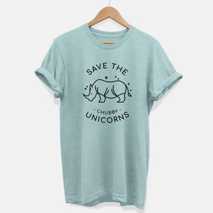 Save The Chubby Unicorns Ethical Vegan T-Shirt (Unisex)-Vegan Apparel, Vegan Clothing, Vegan T Shirt, BC3001-Vegan Outfitters-X-Small-Dusty Blue-Vegan Outfitters