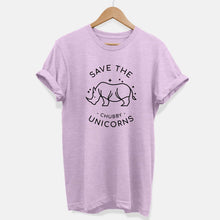 Laden Sie das Bild in den Galerie-Viewer, Save The Chubby Unicorns Ethical Vegan T-Shirt (Unisex)-Vegan Apparel, Vegan Clothing, Vegan T Shirt, BC3001-Vegan Outfitters-X-Small-Dusty Lilac-Vegan Outfitters