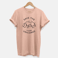 Load image into Gallery viewer, Save The Chubby Unicorns Ethical Vegan T-Shirt (Unisex)-Vegan Apparel, Vegan Clothing, Vegan T Shirt, BC3001-Vegan Outfitters-X-Small-Peach-Vegan Outfitters