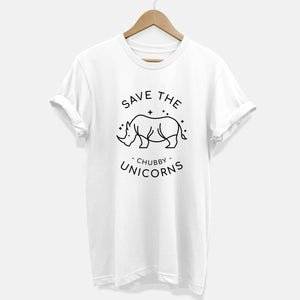 Save The Chubby Unicorns Ethical Vegan T-Shirt (Unisex)-Vegan Apparel, Vegan Clothing, Vegan T Shirt, BC3001-Vegan Outfitters-X-Small-White-Vegan Outfitters