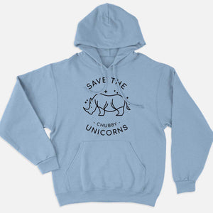 Save The Chubby Unicorns Hoodie (Unisex)-Vegan Apparel, Vegan Clothing, Vegan Hoodie JH001-Vegan Outfitters-X-Small-Blue-Vegan Outfitters