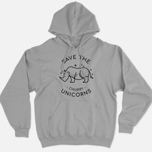 Load image into Gallery viewer, Save The Chubby Unicorns Hoodie (Unisex)-Vegan Apparel, Vegan Clothing, Vegan Hoodie JH001-Vegan Outfitters-X-Small-Grey-Vegan Outfitters