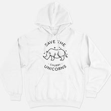 Charger l&#39;image dans la galerie, Save The Chubby Unicorns Hoodie (Unisex)-Vegan Apparel, Vegan Clothing, Vegan Hoodie JH001-Vegan Outfitters-X-Small-White-Vegan Outfitters