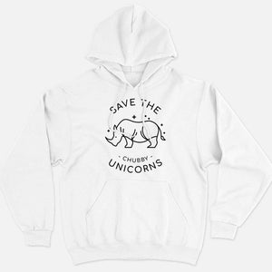 Save The Chubby Unicorns Hoodie (Unisex)-Vegan Apparel, Vegan Clothing, Vegan Hoodie JH001-Vegan Outfitters-X-Small-White-Vegan Outfitters