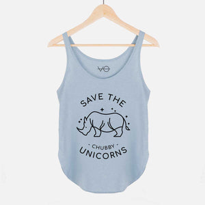 Save The Chubby Unicorns Women's Festival Tank-Vegan Apparel, Vegan Clothing, Vegan Tank Top, NL5033-Vegan Outfitters-X-Small-Cloudy Blue-Vegan Outfitters