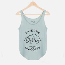 Load image into Gallery viewer, Save The Chubby Unicorns Women&#39;s Festival Tank-Vegan Apparel, Vegan Clothing, Vegan Tank Top, NL5033-Vegan Outfitters-X-Small-Green Tea-Vegan Outfitters