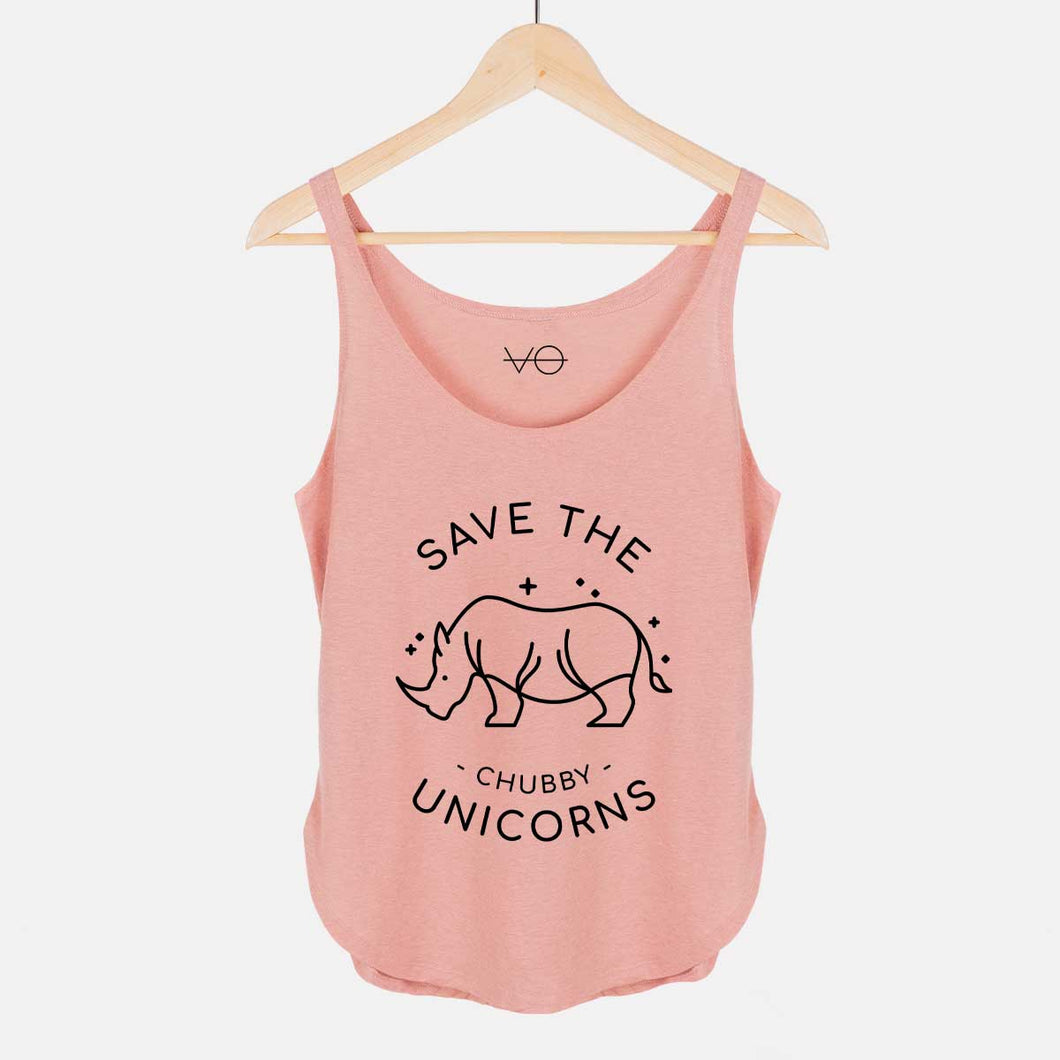 Save The Chubby Unicorns Women's Festival Tank-Vegan Apparel, Vegan Clothing, Vegan Tank Top, NL5033-Vegan Outfitters-X-Small-Pink Salt-Vegan Outfitters