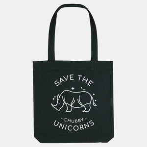 Save The Chubby Unicorns Woven Tote Bag, Vegan Gift-Vegan Apparel, Vegan Accessories, Vegan Gift, Vegan Tote Bag-Vegan Outfitters-Black-Vegan Outfitters