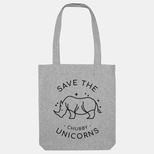Load image into Gallery viewer, Save The Chubby Unicorns Woven Tote Bag, Vegan Gift-Vegan Apparel, Vegan Accessories, Vegan Gift, Vegan Tote Bag-Vegan Outfitters-Heather Grey-Vegan Outfitters