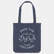 Load image into Gallery viewer, Save The Chubby Unicorns Woven Tote Bag, Vegan Gift-Vegan Apparel, Vegan Accessories, Vegan Gift, Vegan Tote Bag-Vegan Outfitters-Midnight-Vegan Outfitters