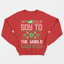 Charger l&#39;image dans la galerie, Soy To The World Vegan Christmas Jumper (Unisex)-Vegan Apparel, Vegan Clothing, Vegan Sweatshirt-Vegan Outfitters-X-Small-Red-Vegan Outfitters