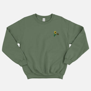 Ethisch-veganes Sweatshirt mit Sonnenblume-Stickerei (Unisex)