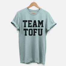 Laden Sie das Bild in den Galerie-Viewer, Team Tofu Ethical Vegan T-Shirt (Unisex)-Vegan Apparel, Vegan Clothing, Vegan T Shirt, BC3001-Vegan Outfitters-X-Small-Dusty Blue-Vegan Outfitters