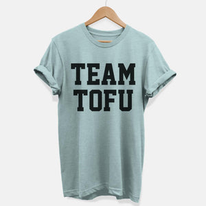 Team Tofu Ethical Vegan T-Shirt (Unisex)-Vegan Apparel, Vegan Clothing, Vegan T Shirt, BC3001-Vegan Outfitters-X-Small-Dusty Blue-Vegan Outfitters