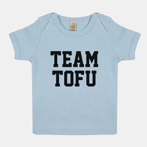 Team Tofu Vegan Baby T-Shirt-Vegan Apparel, Vegan Clothing, Vegan Baby Shirt, EPB01-Vegan Outfitters-3-6 months-Soft Blue-Vegan Outfitters
