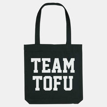 Load image into Gallery viewer, Team Tofu Woven Tote Bag, Vegan Gift-Vegan Apparel, Vegan Accessories, Vegan Gift, Vegan Tote Bag-Vegan Outfitters-Black-Vegan Outfitters