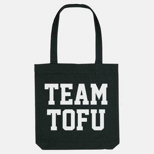 Team Tofu Woven Tote Bag, Vegan Gift-Vegan Apparel, Vegan Accessories, Vegan Gift, Vegan Tote Bag-Vegan Outfitters-Black-Vegan Outfitters