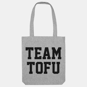 Team Tofu Woven Tote Bag, Vegan Gift-Vegan Apparel, Vegan Accessories, Vegan Gift, Vegan Tote Bag-Vegan Outfitters-Heather Grey-Vegan Outfitters