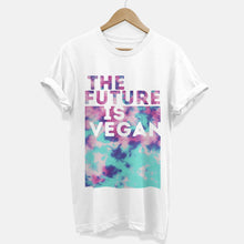 Load image into Gallery viewer, The Future Is Vegan Tie Dye Print Ethical Vegan T-Shirt (Unisex)-Vegan Apparel, Vegan Clothing, Vegan T Shirt, BC3001-Vegan Outfitters-X-Small-White-Vegan Outfitters