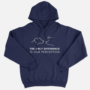 The Only Difference Is Perception Ethical Vegan Hoodie (Unisex)-Vegan Apparel, Vegan Clothing, Vegan Hoodie JH001-Vegan Outfitters-X-Small-Navy-Vegan Outfitters