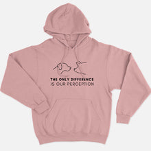 Laden Sie das Bild in den Galerie-Viewer, The Only Difference Is Perception Ethical Vegan Hoodie (Unisex)-Vegan Apparel, Vegan Clothing, Vegan Hoodie JH001-Vegan Outfitters-X-Small-Pink-Vegan Outfitters