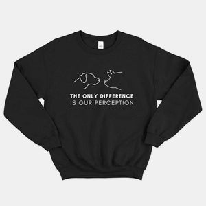 The Only Difference Is Perception Ethical Vegan Sweatshirt-Vegan Apparel, Vegan Clothing, Vegan Sweatshirt, JH030-Vegan Outfitters-X-Small-Black-Vegan Outfitters