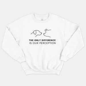 The Only Difference Is Perception Ethical Vegan Sweatshirt-Vegan Apparel, Vegan Clothing, Vegan Sweatshirt, JH030-Vegan Outfitters-X-Small-White-Vegan Outfitters