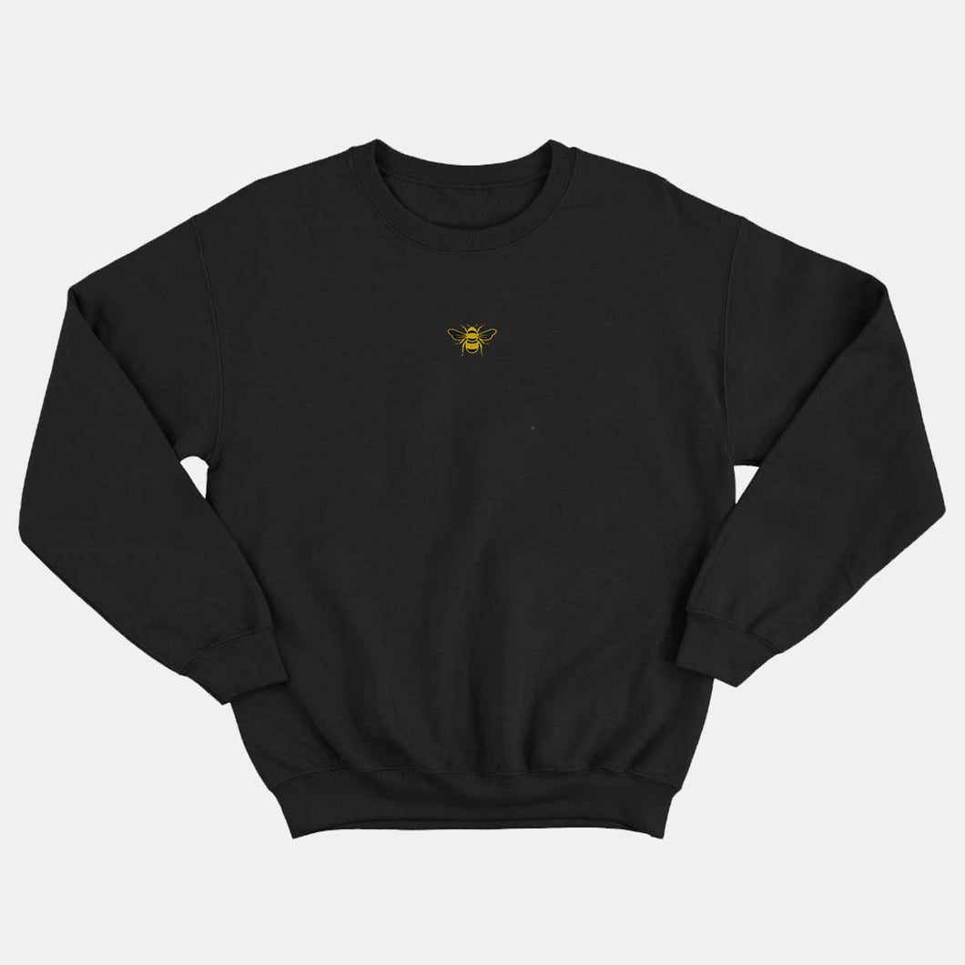 Tiny Embroidered Bumble Bee Kids Sweatshirt (Unisex)-Vegan Apparel, Vegan Clothing, Vegan Kids Sweatshirt, JH030B-Vegan Outfitters-3-4 years-Black-Vegan Outfitters