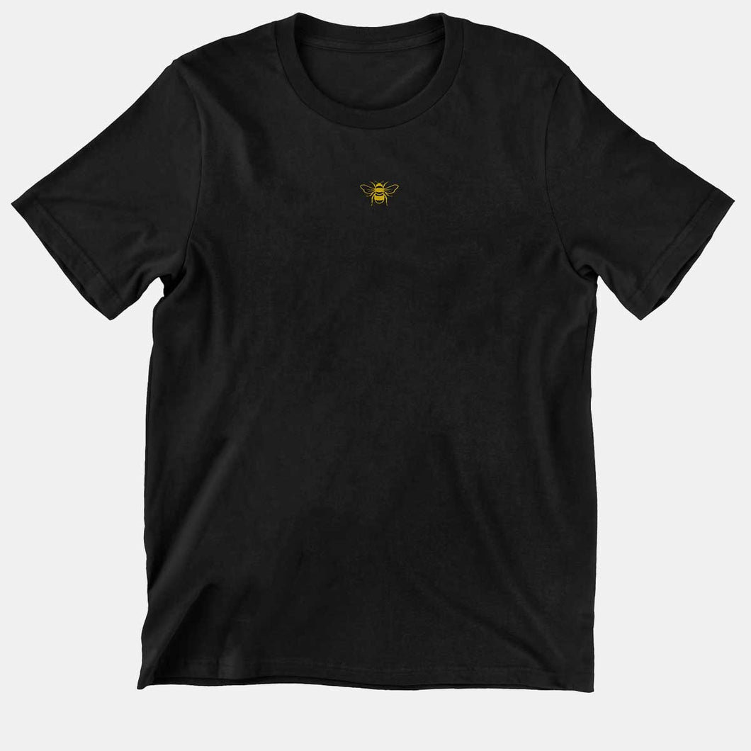 Tiny Embroidered Bumble Bee Kids T-Shirt (Unisex)-Vegan Apparel, Vegan Clothing, Vegan Kids Shirt, Mini Creator-Vegan Outfitters-3-4 Years-Black-Vegan Outfitters