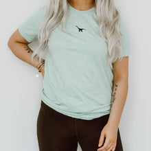 Laden Sie das Bild in den Galerie-Viewer, Tiny Embroidered Dino Ethical Vegan T-Shirt (Unisex)-Vegan Apparel, Vegan Clothing, Vegan T Shirt, BC3001-Vegan Outfitters-X-Small-Dusty Blue-Vegan Outfitters