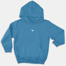 Load image into Gallery viewer, Tiny Embroidered Dinosaur Kids Hoodie (Unisex)-Vegan Apparel, Vegan Clothing, Vegan Kids Hoodie, JH001J-Vegan Outfitters-1-2 Years-Bright Blue-Vegan Outfitters
