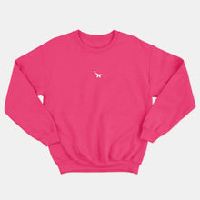 Laden Sie das Bild in den Galerie-Viewer, Tiny Embroidered Dinosaur Kids Sweatshirt (Unisex)-Vegan Apparel, Vegan Clothing, Vegan Kids Sweatshirt, JH030B-Vegan Outfitters-3-4 years-Bold Pink-Vegan Outfitters