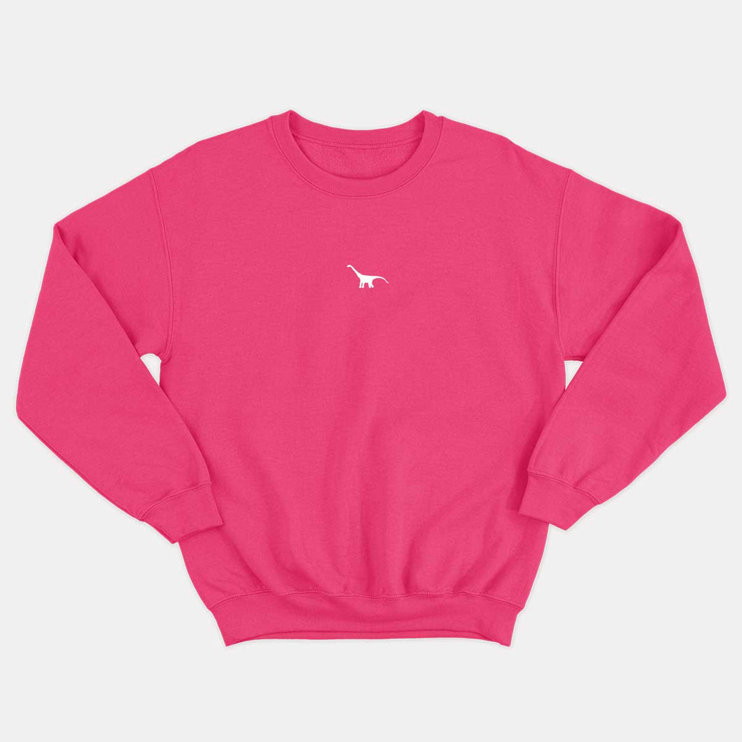 Tiny Embroidered Dinosaur Kids Sweatshirt (Unisex)-Vegan Apparel, Vegan Clothing, Vegan Kids Sweatshirt, JH030B-Vegan Outfitters-3-4 years-Bold Pink-Vegan Outfitters