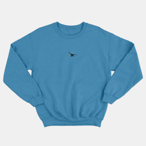 Tiny Embroidered Dinosaur Kids Sweatshirt (Unisex)-Vegan Apparel, Vegan Clothing, Vegan Kids Sweatshirt, JH030B-Vegan Outfitters-3-4 years-Bright Blue-Vegan Outfitters