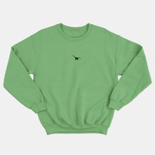 Laden Sie das Bild in den Galerie-Viewer, Tiny Embroidered Dinosaur Kids Sweatshirt (Unisex)-Vegan Apparel, Vegan Clothing, Vegan Kids Sweatshirt, JH030B-Vegan Outfitters-3-4 years-Green-Vegan Outfitters