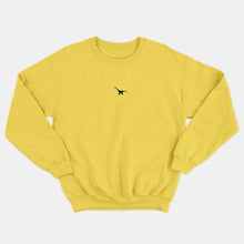 Laden Sie das Bild in den Galerie-Viewer, Tiny Embroidered Dinosaur Kids Sweatshirt (Unisex)-Vegan Apparel, Vegan Clothing, Vegan Kids Sweatshirt, JH030B-Vegan Outfitters-3-4 years-Yellow-Vegan Outfitters