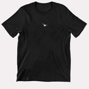 Tiny Embroidered Dinosaur Kids T-Shirt (Unisex)-Vegan Apparel, Vegan Clothing, Vegan Kids Shirt, Mini Creator-Vegan Outfitters-3-4 Years-Black-Vegan Outfitters