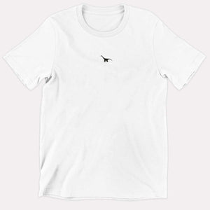 Tiny Embroidered Dinosaur Kids T-Shirt (Unisex)-Vegan Apparel, Vegan Clothing, Vegan Kids Shirt, Mini Creator-Vegan Outfitters-3-4 Years-White-Vegan Outfitters